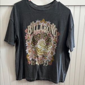 Oversized Billabong Charcoal Tee with Floral Graphic